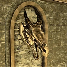 Il teschio del drago Numinex esposto a Dragonsreach