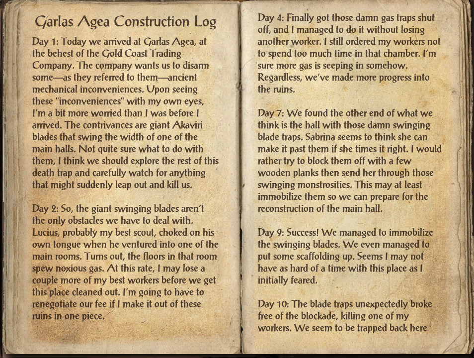 Garlas Agea Construction Log | Elder Scrolls | Fandom