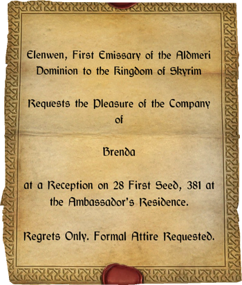 Invitation to Elenwen's Reception