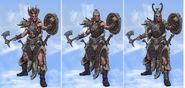 Several different versions of the Scale Armor.