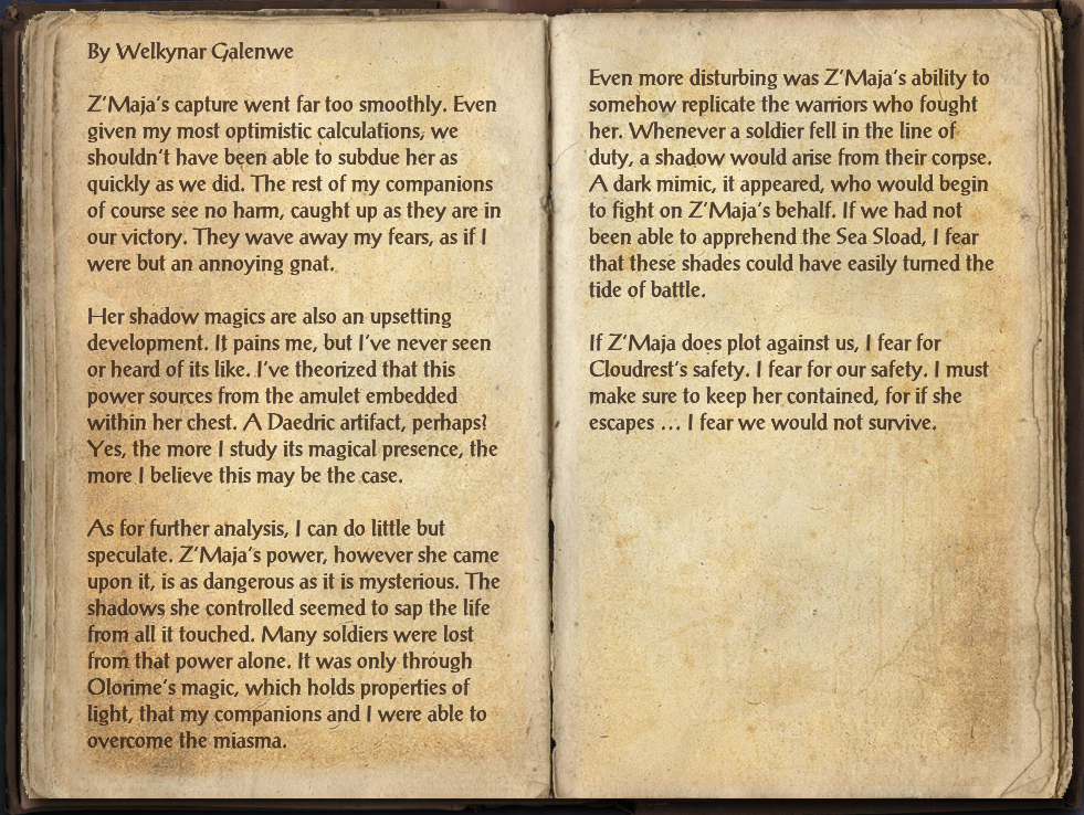 Observation Note 154: Z'Maja's Capture | Elder Scrolls | Fandom