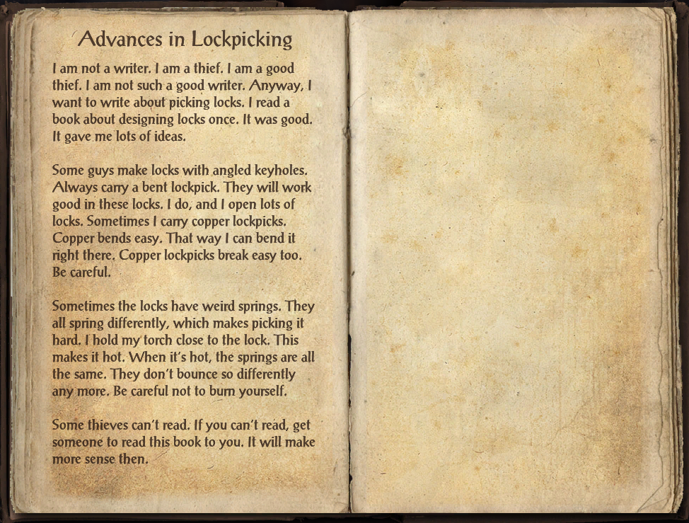 Advances in Lockpicking, Elder Scrolls