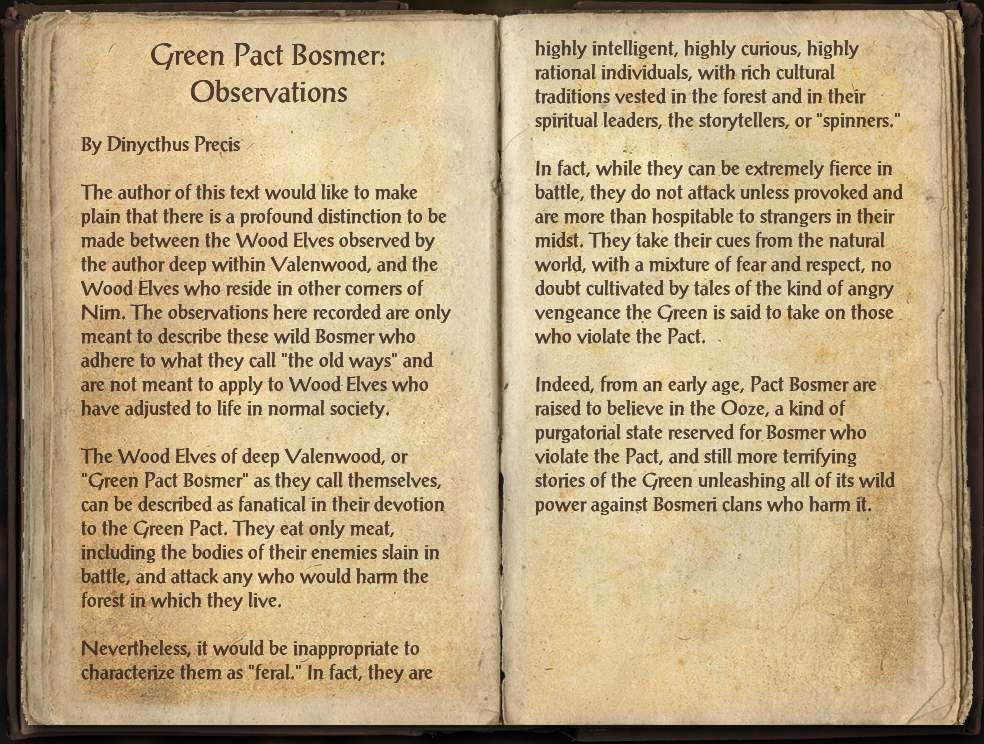 Green Pact Bosmer: Observations | Elder Scrolls | Fandom