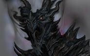 A close-up of Alduin's head.