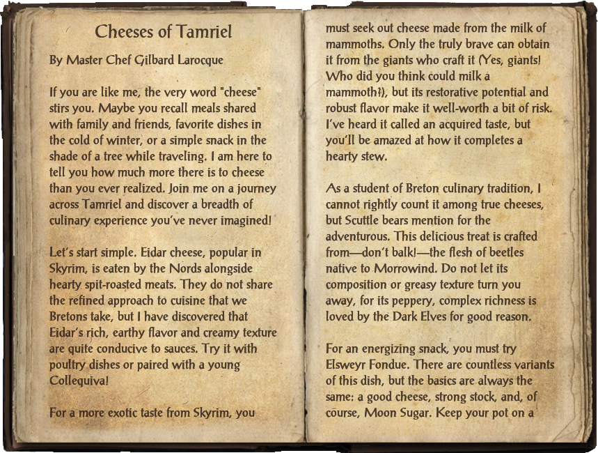Cheeses of Tamriel | Elder Scrolls | Fandom