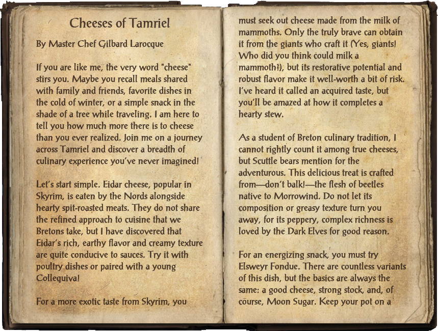 Cheeses Of Tamriel 