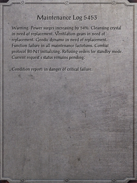 Maintenance Log 5453 Elder Scrolls Fandom
