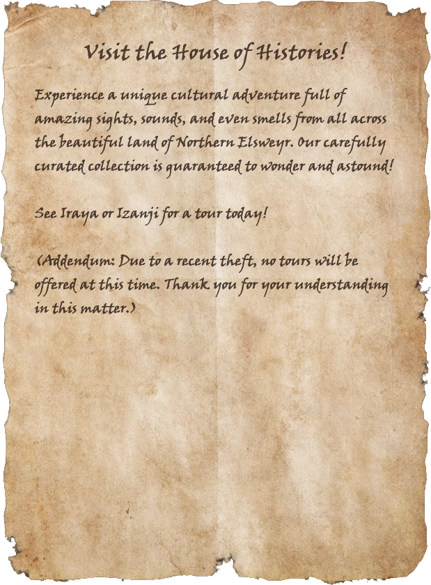 Visit the House of Histories! Elder Scrolls Fandom