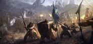 An illustration of the Alliance War, or Three Banners War, the war between the Daggerfall Covenant, Aldmeri Dominion and the Ebonheart Pact as well as the setting of The Elder Scrolls Online.