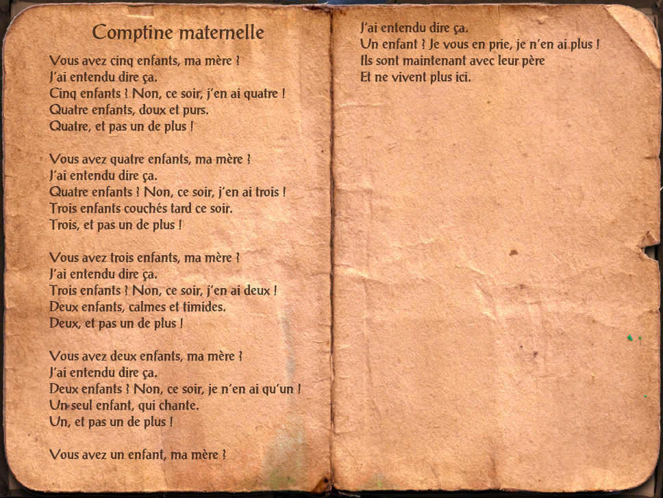 Comptine maternelle, Wiki The Elder Scrolls