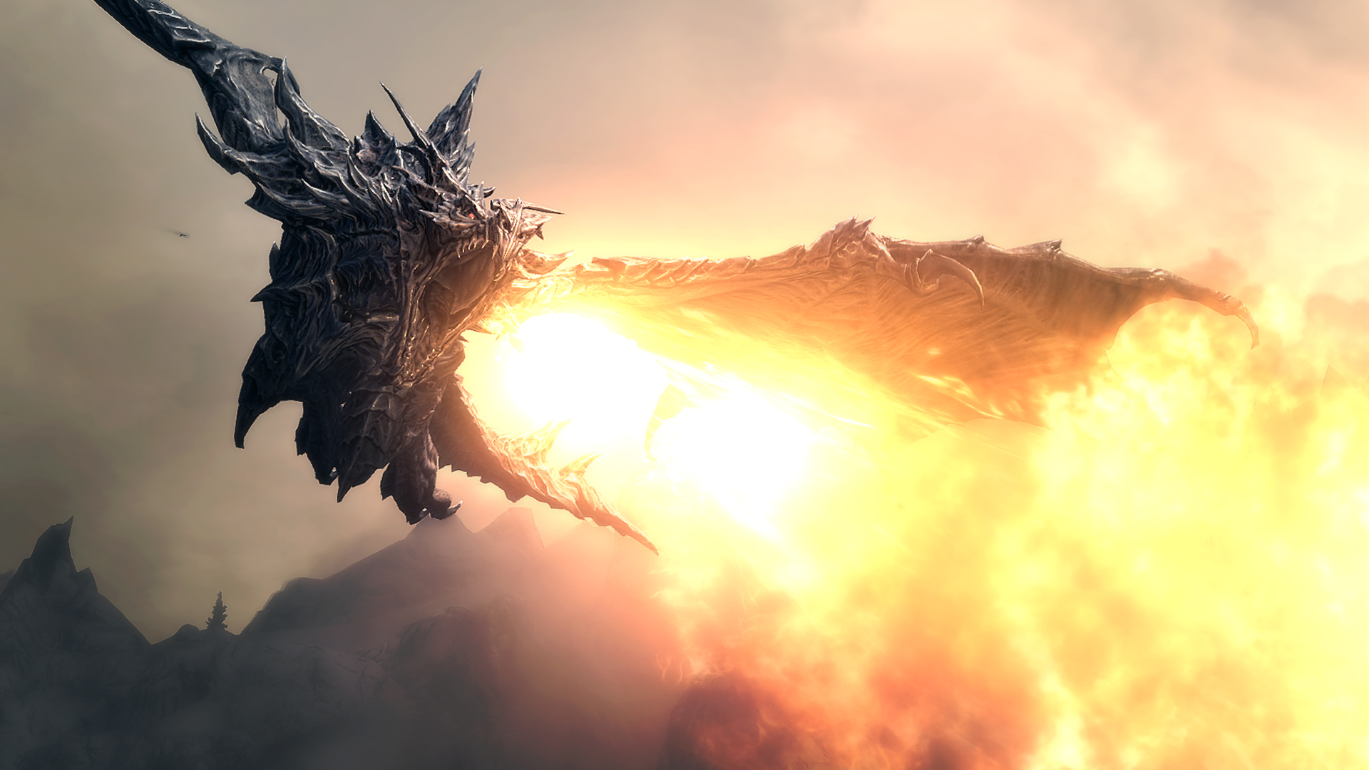 dragon breathing fire skyrim