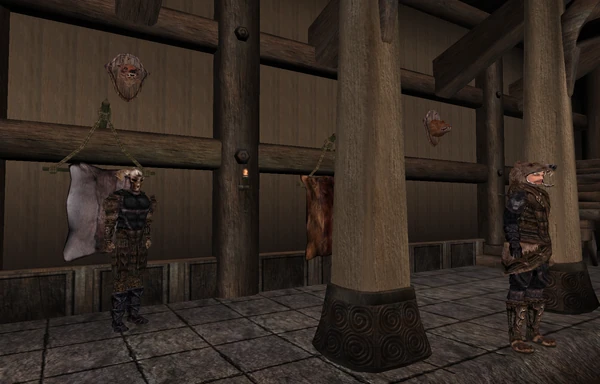 Шкуры и звериные головы на стенах