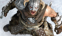 Dovahkiin używający Thu'um ze zwiastunu gry The Elder Scrolls V: Skyrim