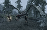 Delphine and the Dragonborn fight Sahloknir