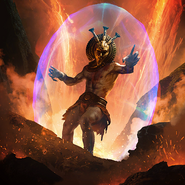 Card art of Dagoth Ur in The Elder Scrolls: Legends.