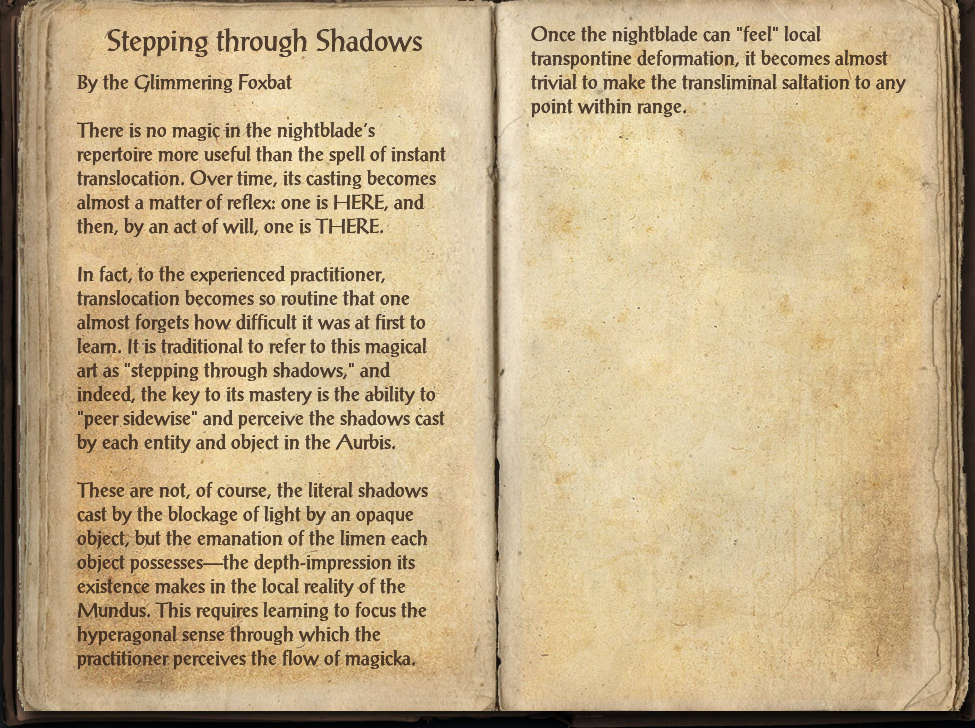 Stepping through Shadows | Elder Scrolls | Fandom