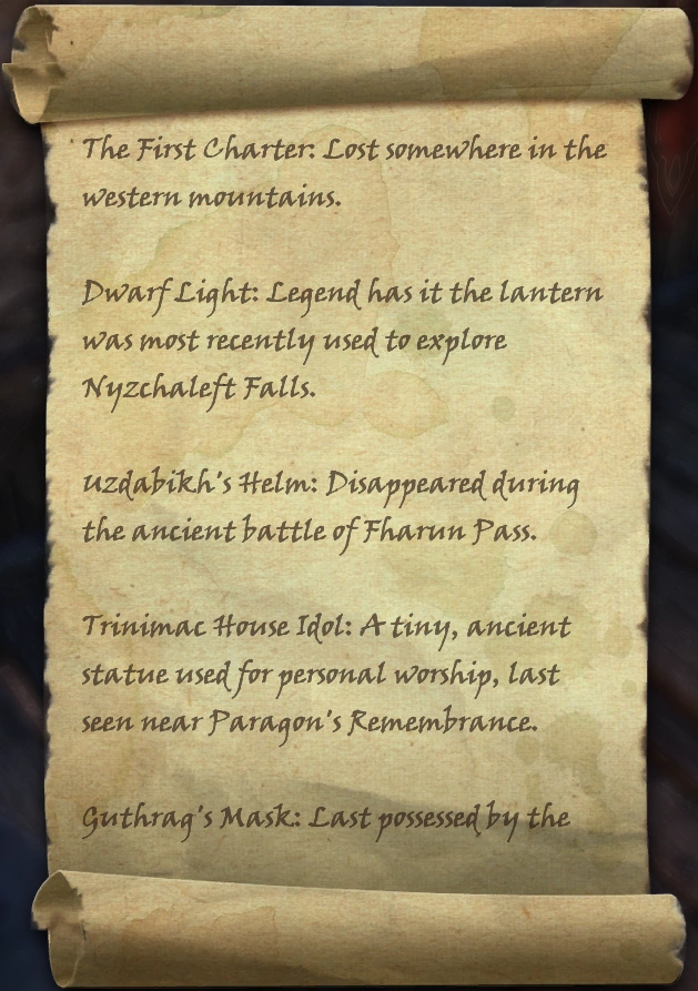 Curator's List of SoughtAfter Relics Elder Scrolls Fandom