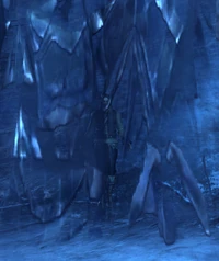  eingefroren in einer Wand aus Eis.