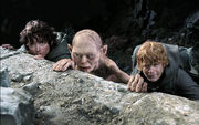 De izquierda de derecha: Frodo, Gollum y Sam