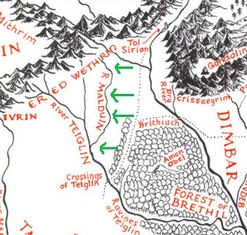 Detalle del mapa de  que muestra el curso del  Malduin.