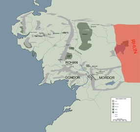 Localización de Rhûn en el mapa de la Tierra Media