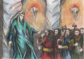 Thingol se enfrenta a los enanos, ofendiendoles. Los Enanos lo asesinan y roban el Silmaril engarzado en el Nauglamir