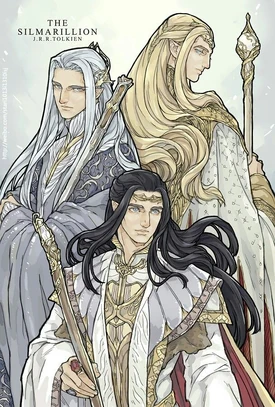 Ingwë, rey de los Vanyar y alto rey de todos los Elfos de cabellos Dorados, Finwë rey de los Noldor, de cabellos negros y Elwë o Thingol rey de los Teleri de pelos Plateados