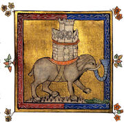 Hochmittelalterliche Darstellung eines antiken Kriegselefanten