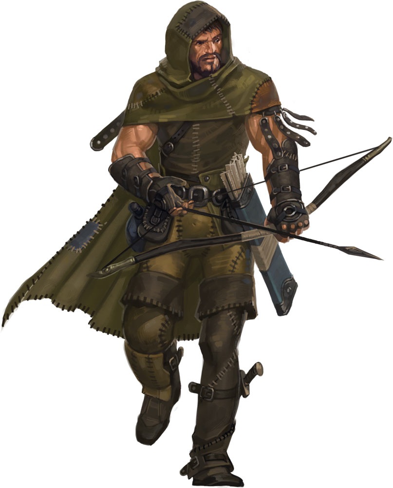 human ranger with longbow