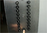 An Otis Black Button panel that skips the 13th floor.