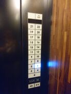 A custom car button in a Schindler elevator in 1 Lyndhurst Tower, Central, Hong Kong. The elevator was modernized in 2009 [57].