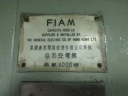 Fiam nameplate in Hong Kong, with the name of the distributor (Credit to YouTube user Vincent Chong)