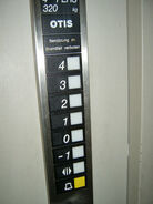 A typical European Otis Series 1 car station in a Otis Europa 2000 elevator in Germany.