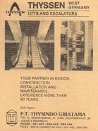 Lifts YP 1 - Thyssen.jpg (1.04 MB) Thyssen elevator and escalator advertisement in Indonesia, from the 1990 edition of Yellow Pages Indonesia.