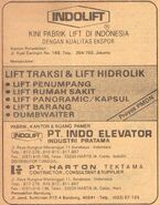 Indolift elevator advertisement from the 1990 edition of Yellow Pages Indonesia.