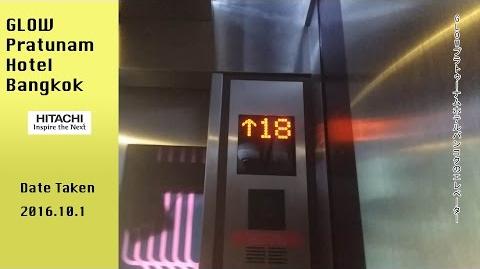 Hitachi elevator with A05 buttons and Mitsubishi-style floor indicators, found in GLOW Pratunam, Bangkok, Thailand.