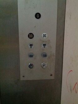 elevator buttons lit up