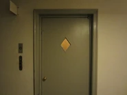 Vintage Otis swing door outside view