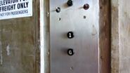 1960s Otis large number "Black Buttons" on a Freight Elevator, Alcatraz Island, San Francisco Bay CA