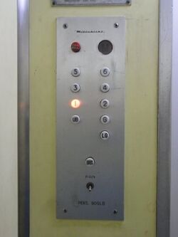 elevator buttons lit up