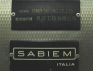 Black 1960s-1970s Sabiem nameplate in Hong Kong, China.