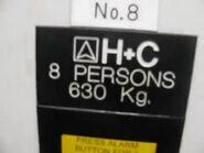 1980s Hammond & Champness (H+C Lifts) nameplate.