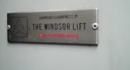 1989 Hammond & Champness "The Windsor Lift" nameplate.