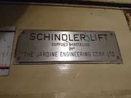 1958 Schindler nameplate in Hong Kong.