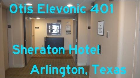 Otis Elevonic 401 elevators at the Sheraton Hotel in Arlington, TX, installed 1985 (video: CubsRule2040)