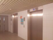 These elevators (both passenger and service elevators) are located in the same doorways other than both floors MTR and G.