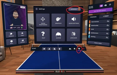 Getting to advanced settings