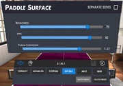 Custom Paddle Surface Settings - suitable for a player using Michael Maze blade and Tibhar Evolution FX-S on both sides