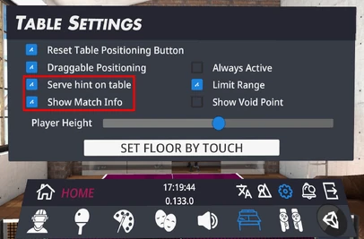 Table settings related to appearance,