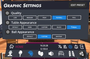 Graphic settings with icon highlighted